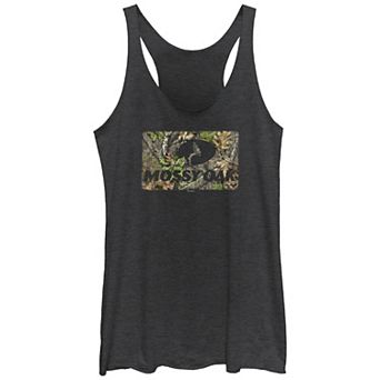 Juniors' Mossy Oak Forest Camouflage Tri-Blend Racerback Graphic Tank Top