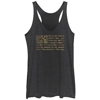 Juniors' Mossy Oak Forest Camo USA Flag Tri-Blend Racerback Graphic Tank Top