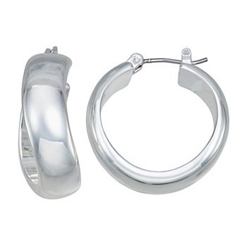 Nine West Silver Tone Wavy Hoop Earrings