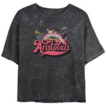 Disney's The Aristocats Rainbow Cats Crop Top Mineral Wash Juniors' Graphic Tee