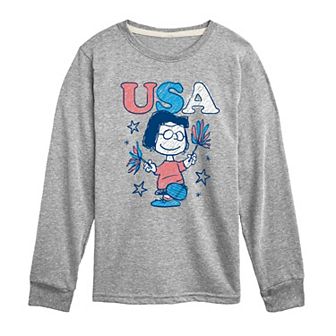 Boys 8-20 Peanuts Marcie Poms Poms USA Long Sleeve Graphic Tee