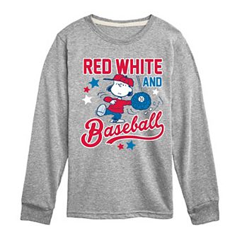 Boys 8-20 Peanuts Red White and Baseball Long Sleeve Graphic Tee