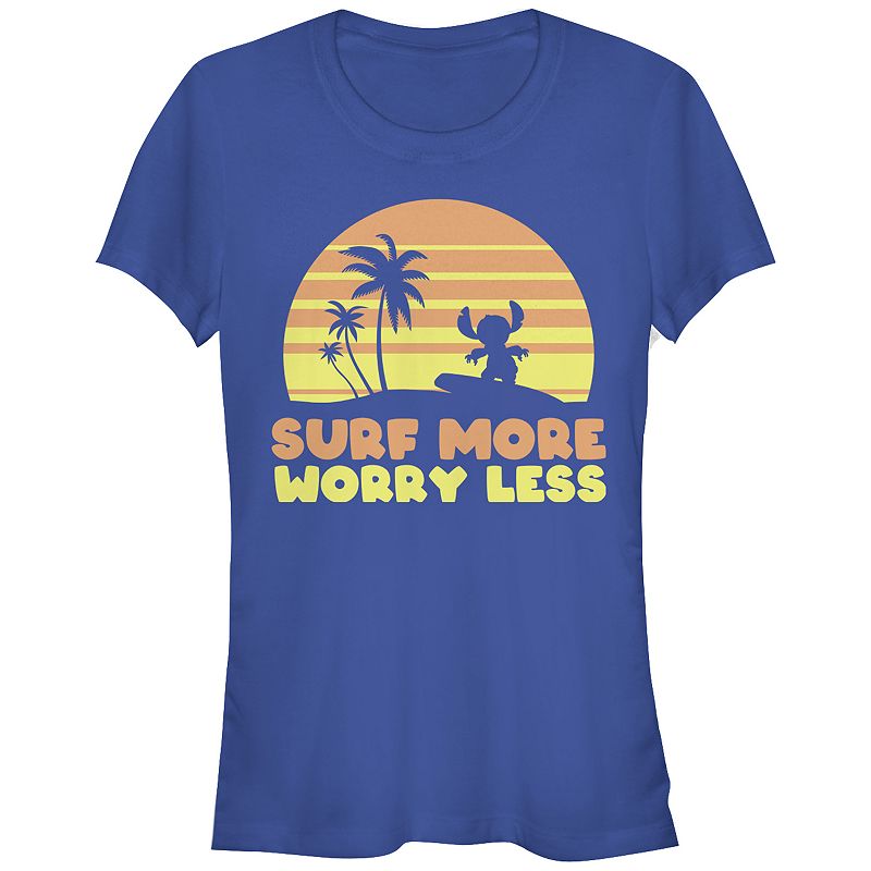 UPC 195273835937 product image for Disney's Lilo & Stitch Surf More Worry Less Juniors' Graphic Tee, Girl's, Size:  | upcitemdb.com