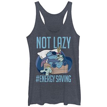 Disney's Lilo & Stitch Not Lazy Energy Saving Tri-Blend Juniors' Racerback Graphic Tank Top
