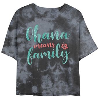Disney's Lilo & Stitch Ohana Means Family Crop Top Bombard Wash Juniors' Graphic Tee