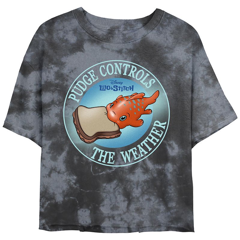 UPC 197165211980 product image for Disney's Lilo & Stitch Pudge Controls The Weather Crop Top Bombard Wash Juniors' | upcitemdb.com