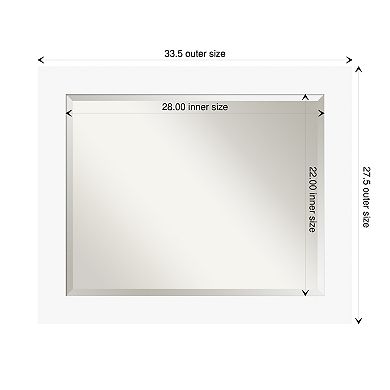 Basic White Beveled Wood Framed Bathroom Wall Mirror