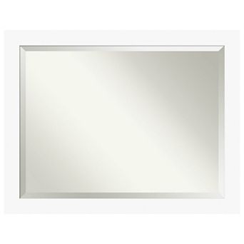 Basic White Beveled Wood Framed Bathroom Wall Mirror
