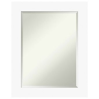 Basic White Beveled Wood Framed Bathroom Wall Mirror