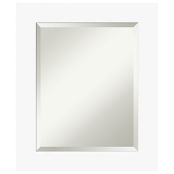 Basic White Beveled Wood Framed Bathroom Wall Mirror