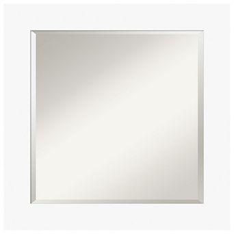 Basic White Beveled Wood Framed Bathroom Wall Mirror