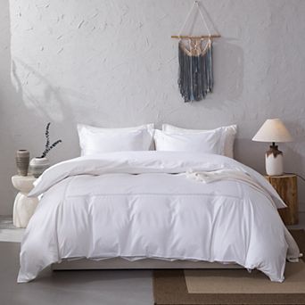 Herringbone Embroidered 500 Thread Count Cotton Sateen Duvet Cover Set
