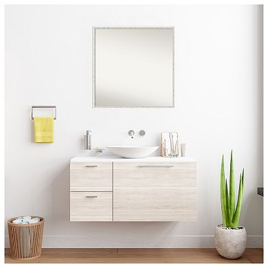 Paige White Silver Non-beveled Wood Bathroom Wall Mirror