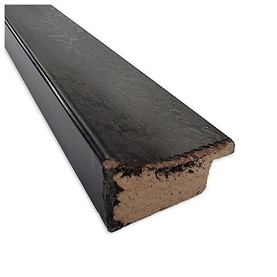 Dappled Black Brown Narrow Beveled Wood Framed Bathroom Wall Mirror