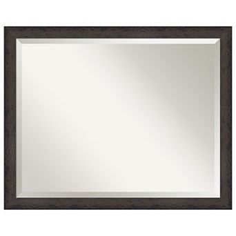 Dappled Black Brown Narrow Beveled Wood Framed Bathroom Wall Mirror