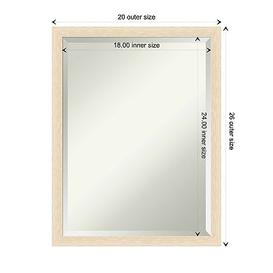 Woodgrain Stripe Beveled Wood Framed Bathroom Wall Mirror