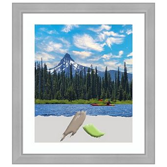 Vista Brushed Nickel Narrow Picture Frame, Photo Frame, Art Frame - Matted