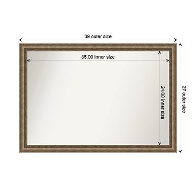 Angled Bronze Non-beveled Wood Bathroom Wall Mirror