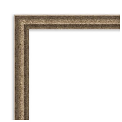 Angled Bronze Non-beveled Wood Bathroom Wall Mirror