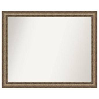 Angled Bronze Non-beveled Wood Bathroom Wall Mirror