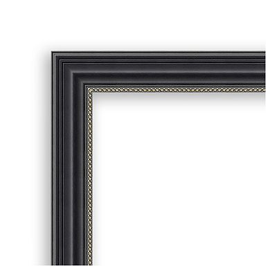 Stylish Black Narrow Beveled Wood Framed Bathroom Wall Mirror