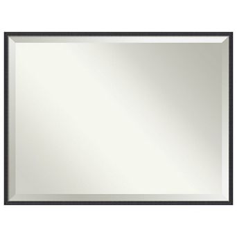 Stylish Black Narrow Beveled Wood Framed Bathroom Wall Mirror