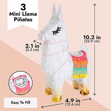 3 Pack Mini Llama Pinatas For Birthday Party, Cinco De Mayo Fiesta, 5x2x10 In