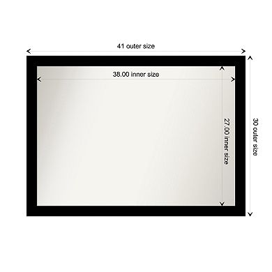 Basic Black Narrow Non-beveled Wood Bathroom Wall Mirror