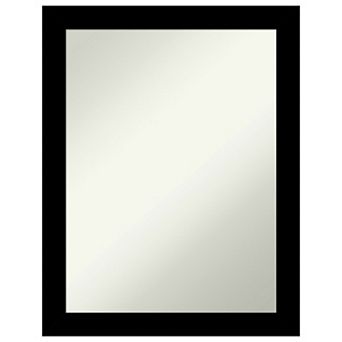 Basic Black Narrow Non-beveled Wood Bathroom Wall Mirror