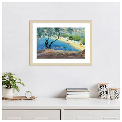 Achladies Bay Skiathos Greece By Anne Durham Wood Framed Wall Art Print