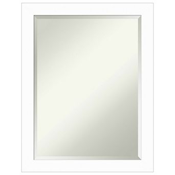 Basic White Narrow Beveled Wood Framed Bathroom Wall Mirror