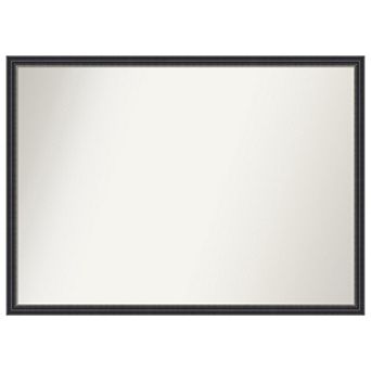 Stylish Black Non-beveled Wood Bathroom Wall Mirror