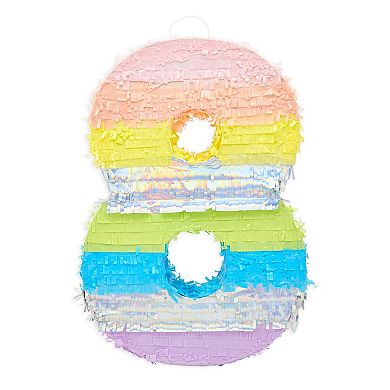 Large Number 8 Pinata For 8th Birthday Party Decorations, Rainbow, 21x14.5 In