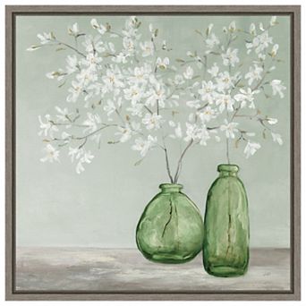 Delightful Spring Florals Green By Julia Purinton Framed Canvas Wall Art Print
