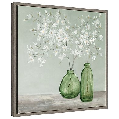 Delightful Spring Florals Green By Julia Purinton Framed Canvas Wall Art Print