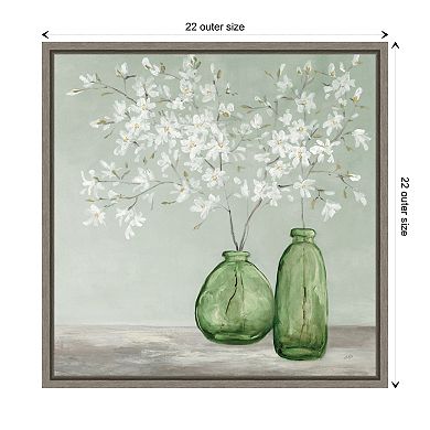 Delightful Spring Florals Green By Julia Purinton Framed Canvas Wall Art Print