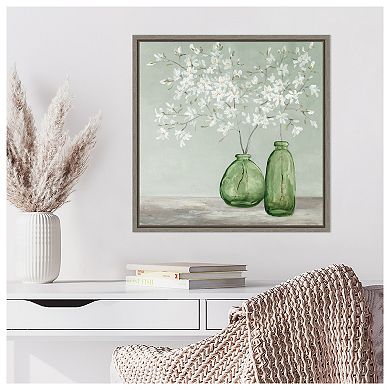Delightful Spring Florals Green By Julia Purinton Framed Canvas Wall Art Print
