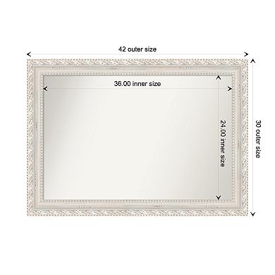 Opera Off White Non-beveled Wood Bathroom Wall Mirror