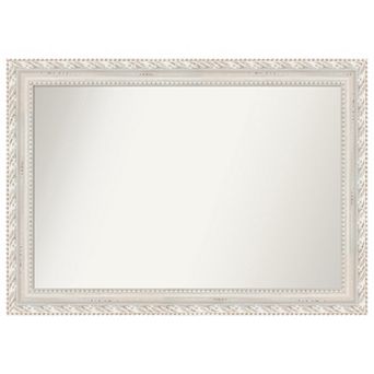 Opera Off White Non-beveled Wood Bathroom Wall Mirror