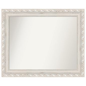 Opera Off White Non-beveled Wood Bathroom Wall Mirror