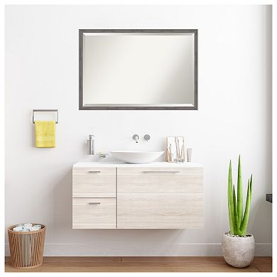 Florence Grey Beveled Framed Bathroom Wall Mirror