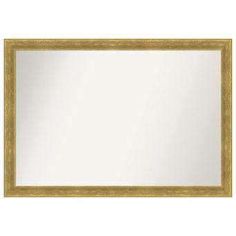 Angled Gold Non-beveled Wood Bathroom Wall Mirror