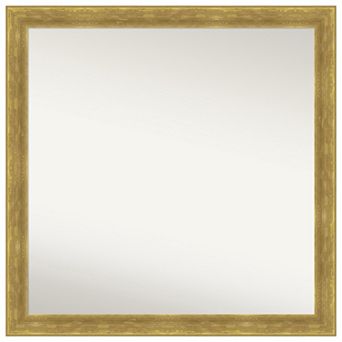 Angled Gold Non-beveled Wood Bathroom Wall Mirror