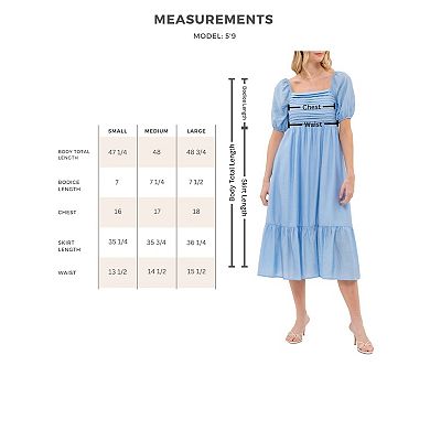 August Sky Women's Bubble Sleeve Empire Waist Mini Dress