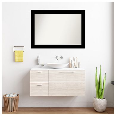 Basic Black Non-beveled Wood Bathroom Wall Mirror
