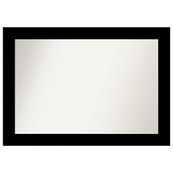 Basic Black Non-beveled Wood Bathroom Wall Mirror