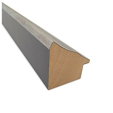 Angled Silver Non-beveled Wood Bathroom Wall Mirror
