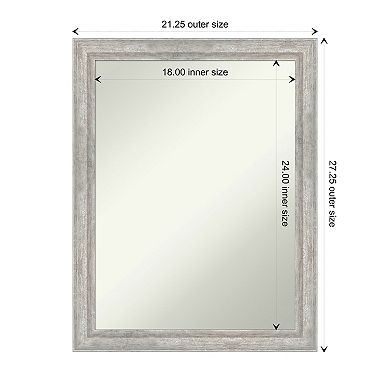Angled Silver Non-beveled Wood Bathroom Wall Mirror