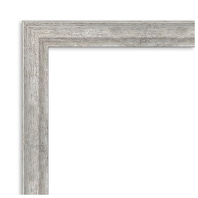 Angled Silver Non-beveled Wood Bathroom Wall Mirror