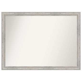 Angled Silver Non-beveled Wood Bathroom Wall Mirror